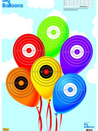 23x35 Big Balloons shooting target featuring large, colorful balloon graphics for rapid-fire acquisition and high-visibility training drills.