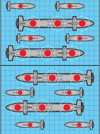 23x35 "Sink-a-Sub" battleship-style shooting target for head-to-head competitive range games.
