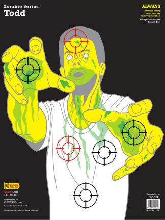 Todd zombie shooting target in 19x25 format with a large silhouette profile for defensive handgun practice.
