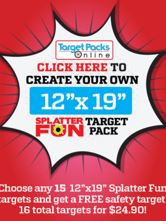 Create Your Own 12x19 custom 16-target splatter pack icon showing the ability to mix and match various paper shooting target designs.